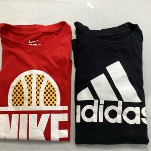 Nike Kids Red Tee & Adidas Black Short Sleeve Tee – Boys Medium (Lot of 2)